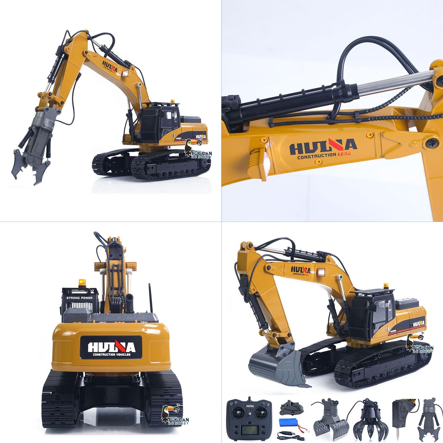 Used HUINA 580 1/14 Metal Excavator Engineering Car Electric Ball Grabber