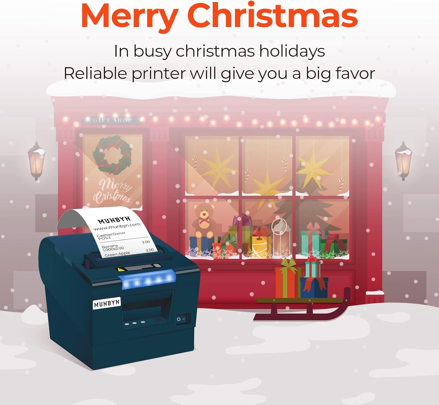 Receipt Printer P068, 3 1/8" 80mm Direct Thermal Printer, POS Printer with Au...