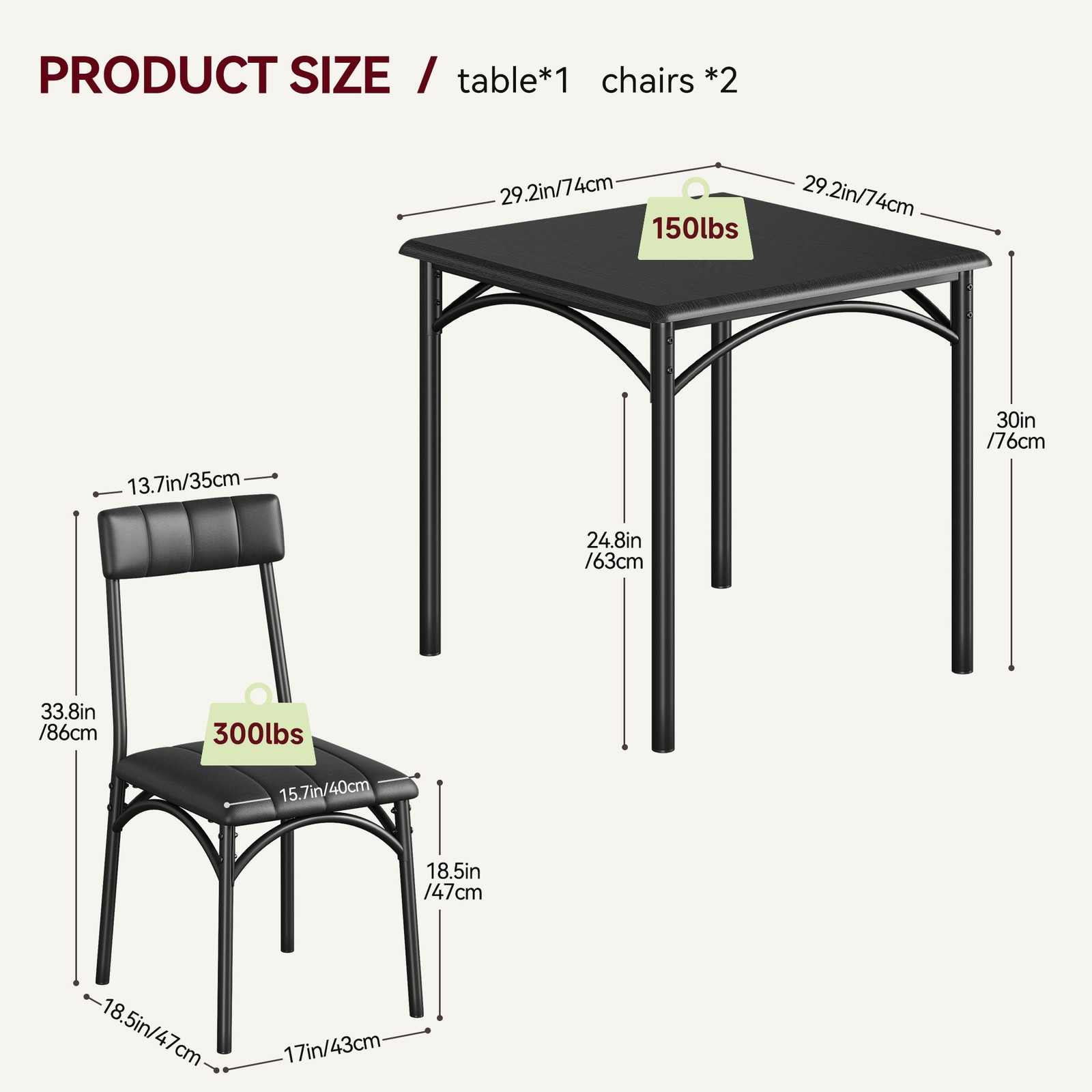 Dining Table Set Kitchen Dining Table Set for 2 W/Upholstered Chairs Apartment