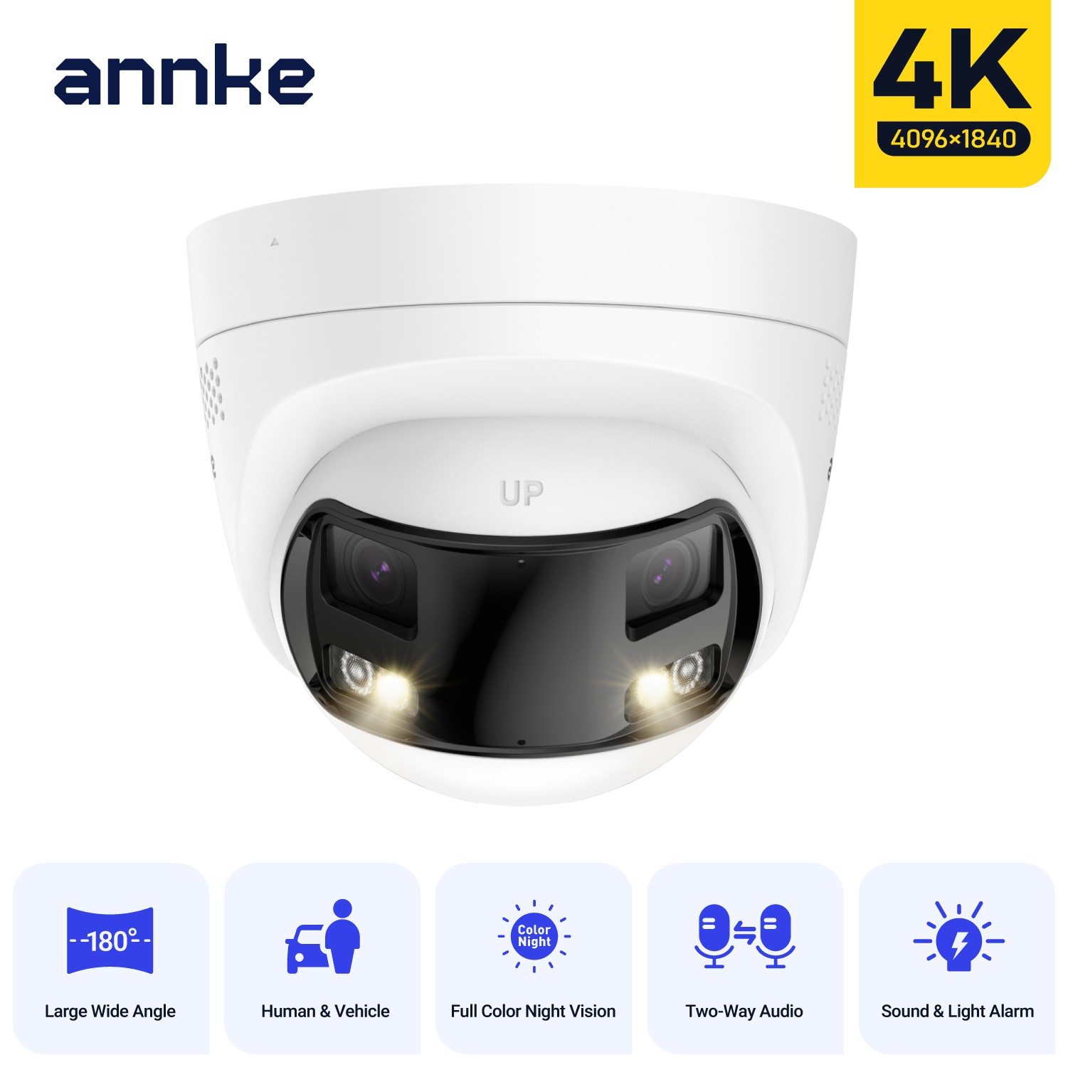 ANNKE 8MP Dual Lens 4K PoE Security IP Camera Color Night Vision Two Way Audio
