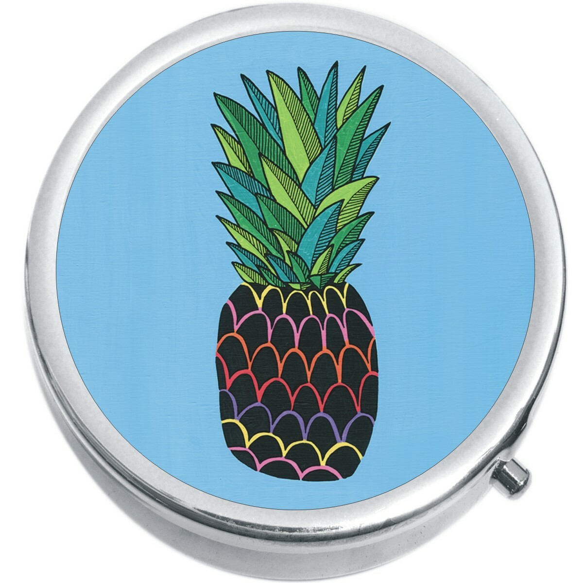 Pineapple on Blue Medicine Vitamin Pill Box