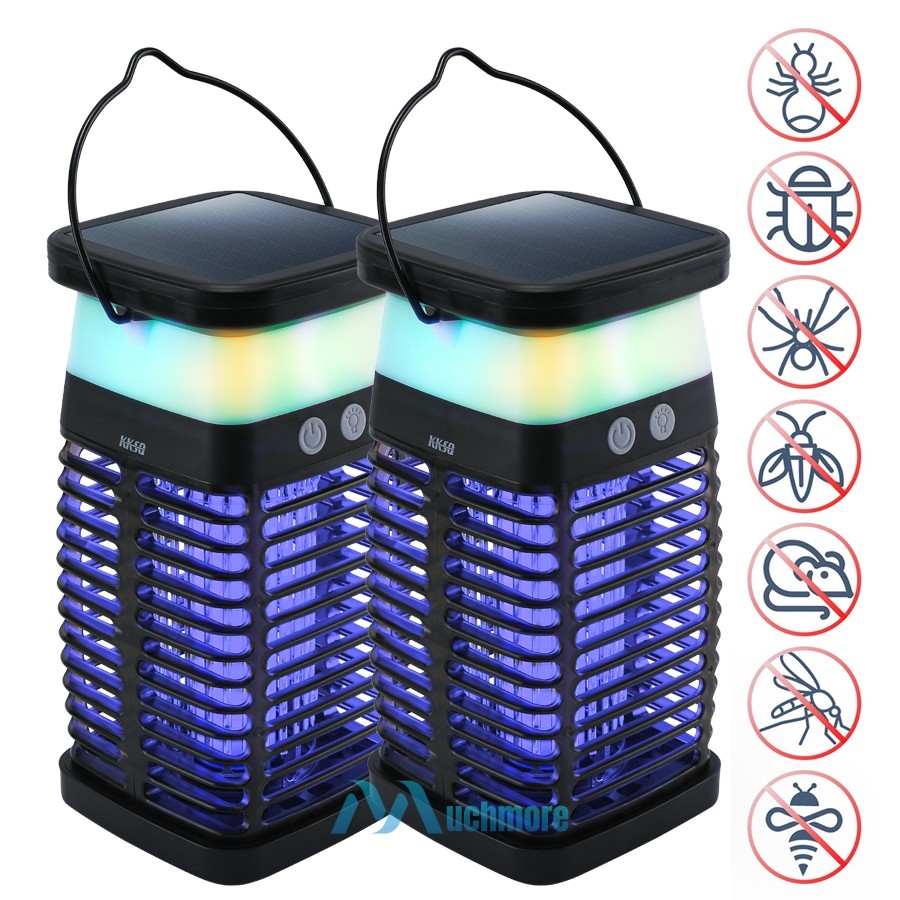 LOT Solar Mosquito Insect Fly Bug Zapper Killer LED Light Trap Pest Control Lamp