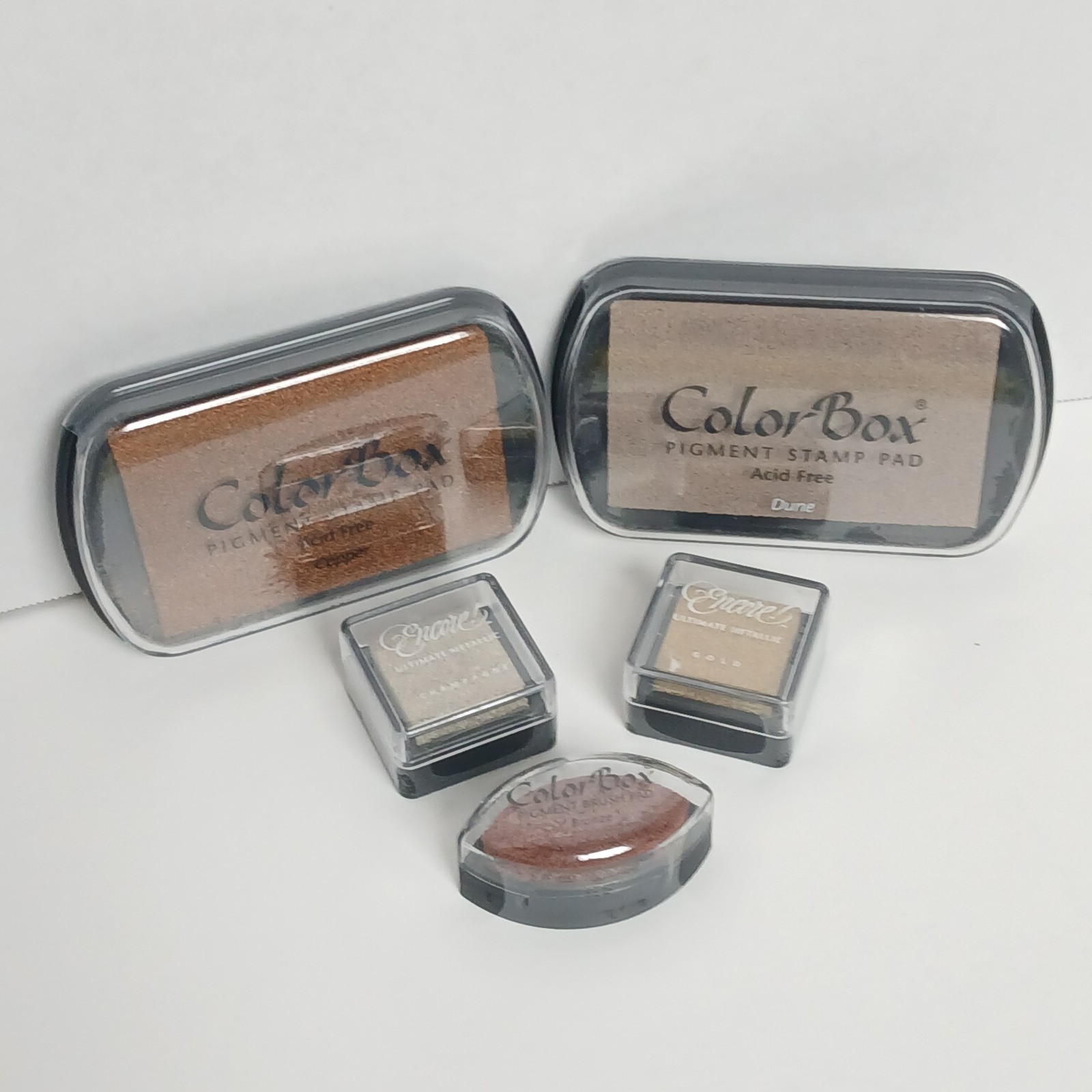 Color Box Pigment Stamp Pad Lot Copper Dune Bronze + Encore Metallic New Sealed