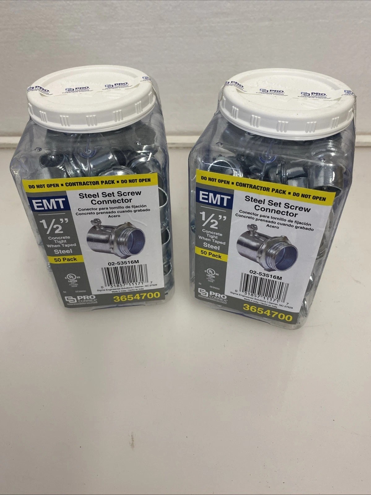 (Lot Of 100)  Sigma Pro Connex 02-53516M 1/2" Steel Set Connectors Conduit LB3