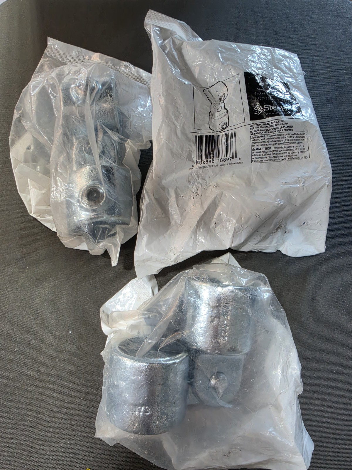 Lot of 3 SteelTek 737819 1-1/4" Structural Galvanized Single Swivel Socket New