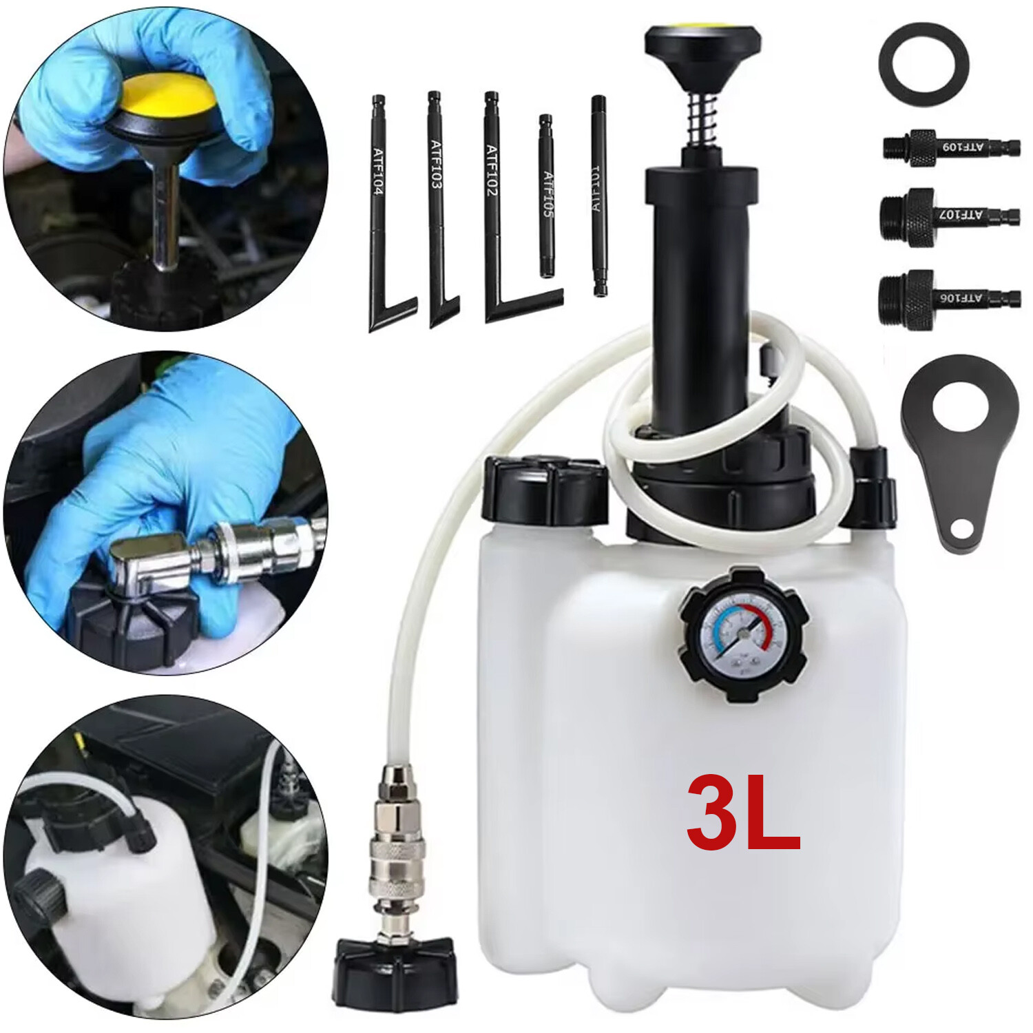 3L Transmission Oil Filling Tool System Fluid Pump Manual W/8pcs ATF Adaptors