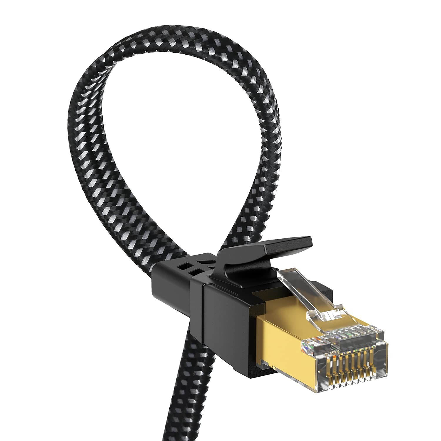 50ft Nylon Braided Ethernet Cable 40Gbps SFTP Shielded Flat for Gaming/PC