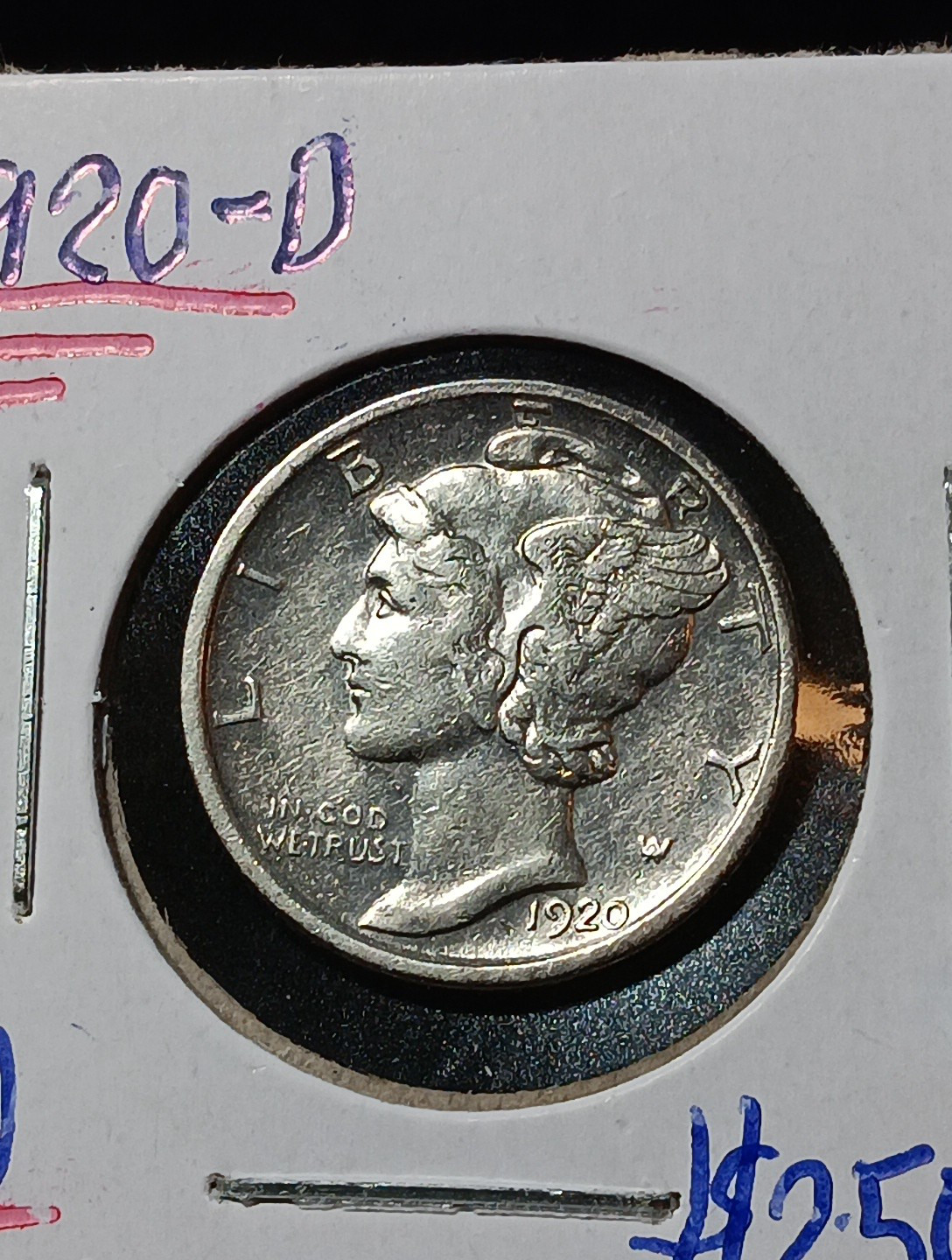 👉1920-D Mercury Dime, Choice AU+ Better Date