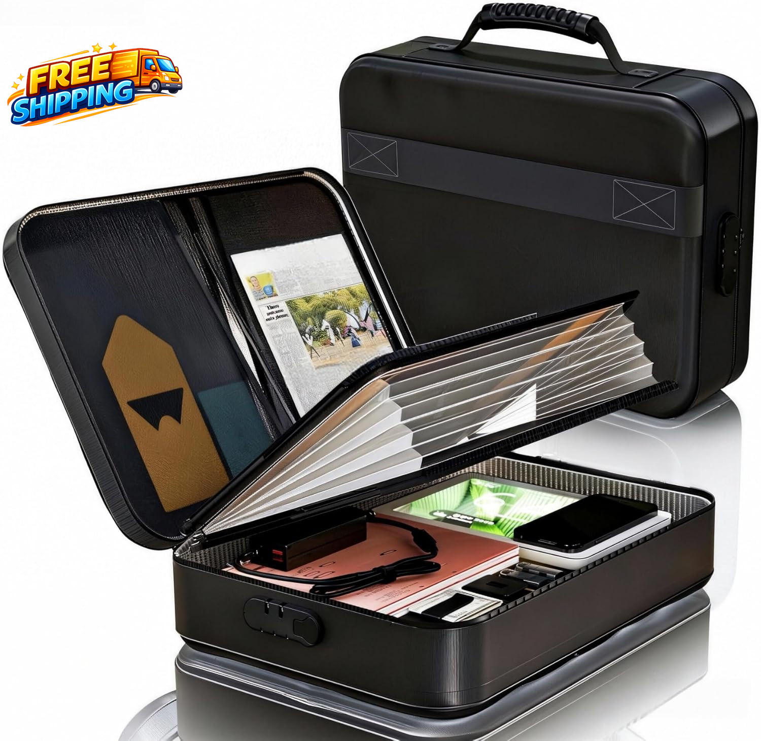 Fireproof Document Box Soft-Shell with Lock & Waterproof Zipper 5200°F Safe