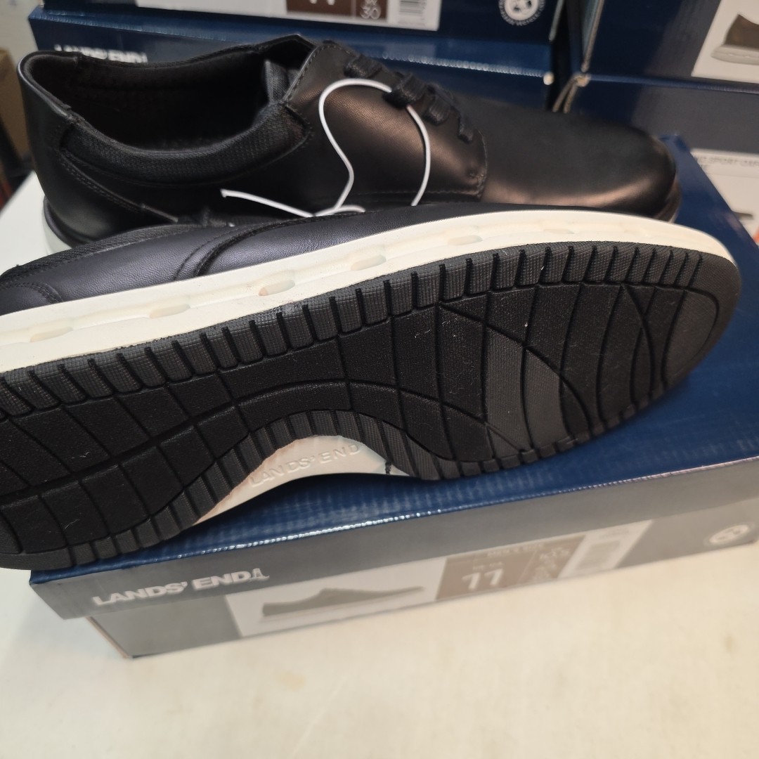 Land's End Sport Oxford Men's Black White Lace Up Comfort Casual Shoes - 11 NEW