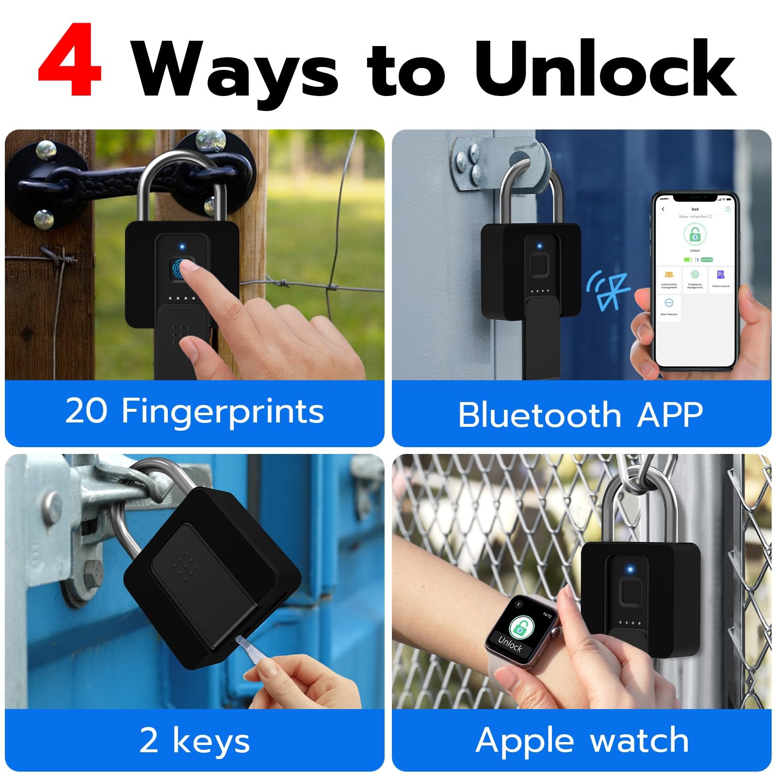 Fingerprint Padlock Dhiedas Heavy Duty Combination Lock Padlock Key Bluetooth