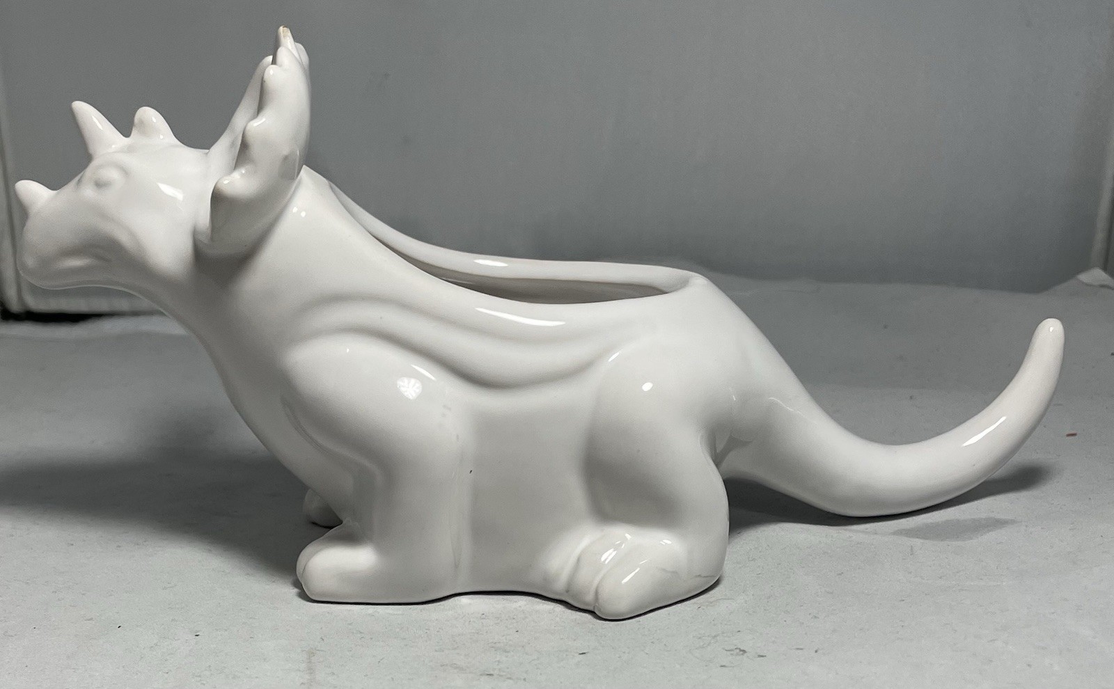 Triceratops White Ceramic Planter Vase 8.25" Dinosaur