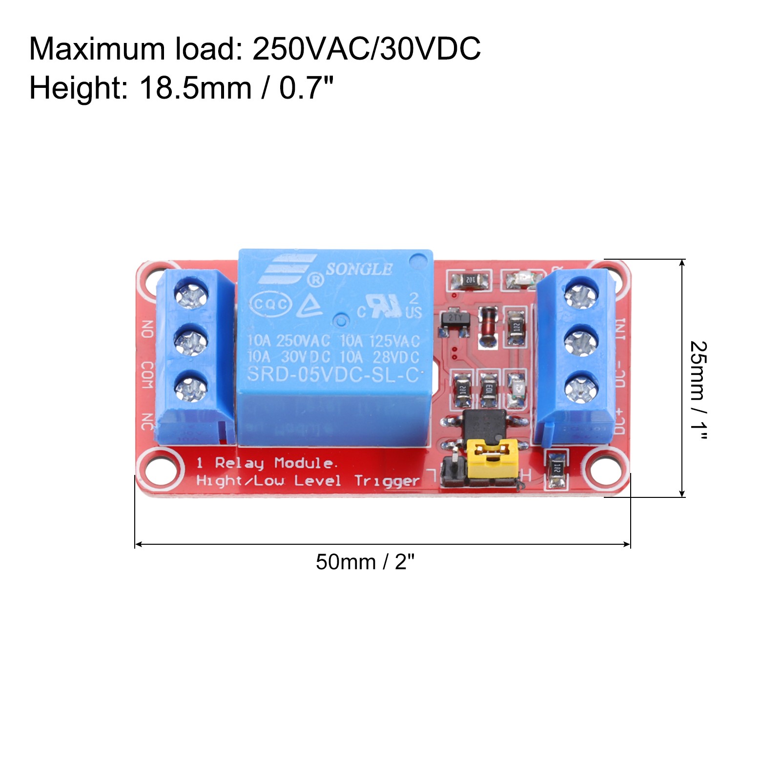 6 Pcs DC 5V 1 Channel Relay Module High or Low Level Trigger for Electronics