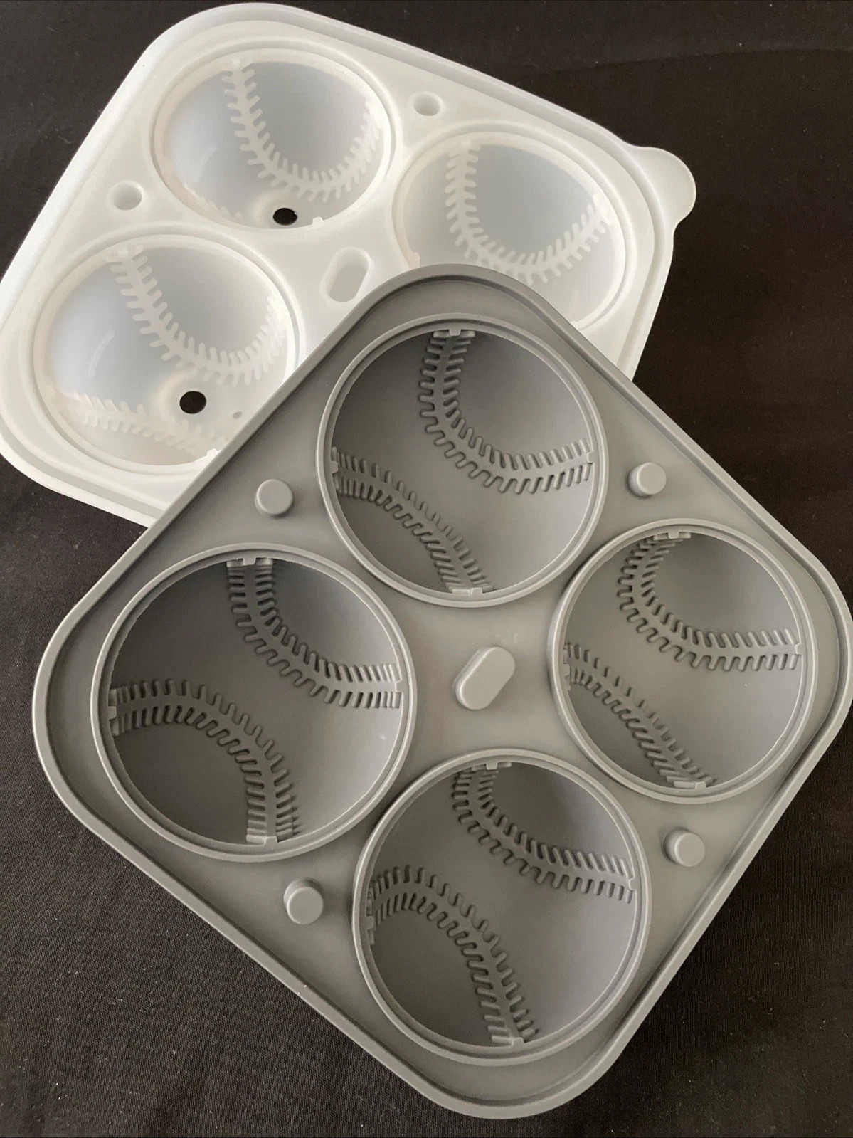 2 Pack of Large 2.1 Inch Silicone Baseball Ice Cube Molds for Rocks Cocktails