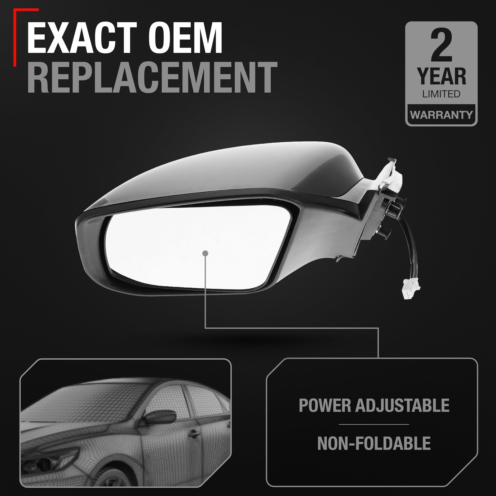 Driver Side Mirror Replacement, Compatible with 2013-2018 Nissan Altima Sedan...