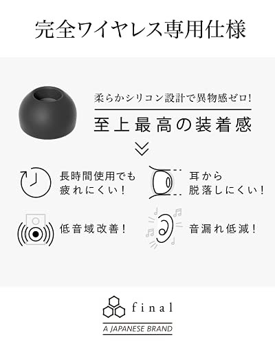 final TWS Earbuds Type E Eartips (True Wireless) LL Size (2 Pairs) Black NEW