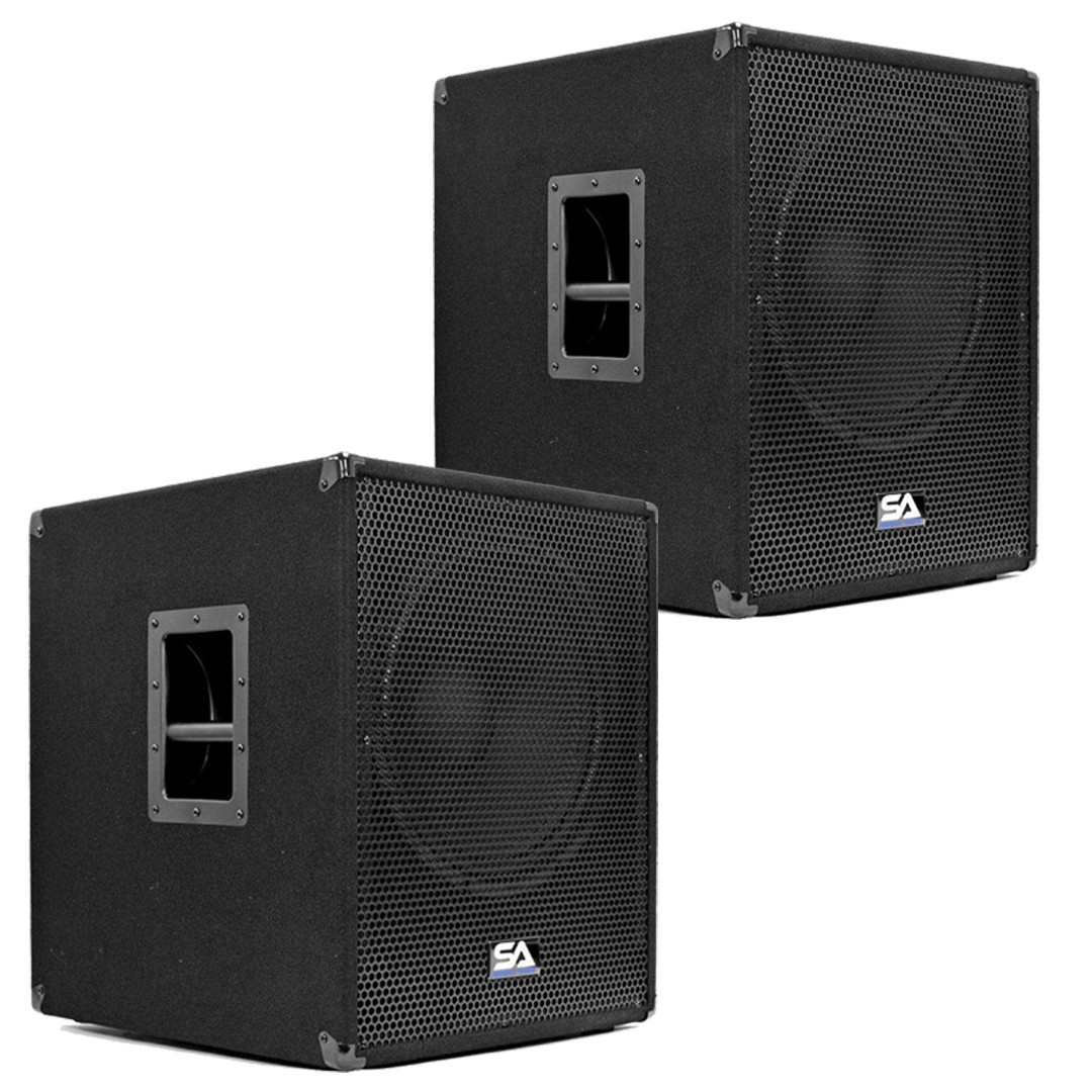 Seismic Audio 15" Powered Subwoofer 500W Each Class D Amp 2Pk Shockwave-15