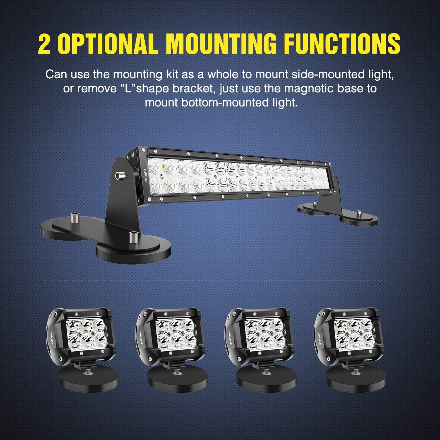 2PCS Magnetic Base LED Light Bar Mounting 2Pcs Side-Mounted Magnetic Base