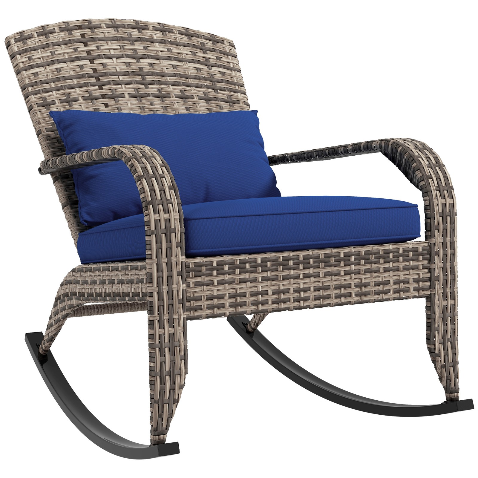 Outdoor Wicker Adirondack Rocking Chair, Patio Rattan Rocker Chair