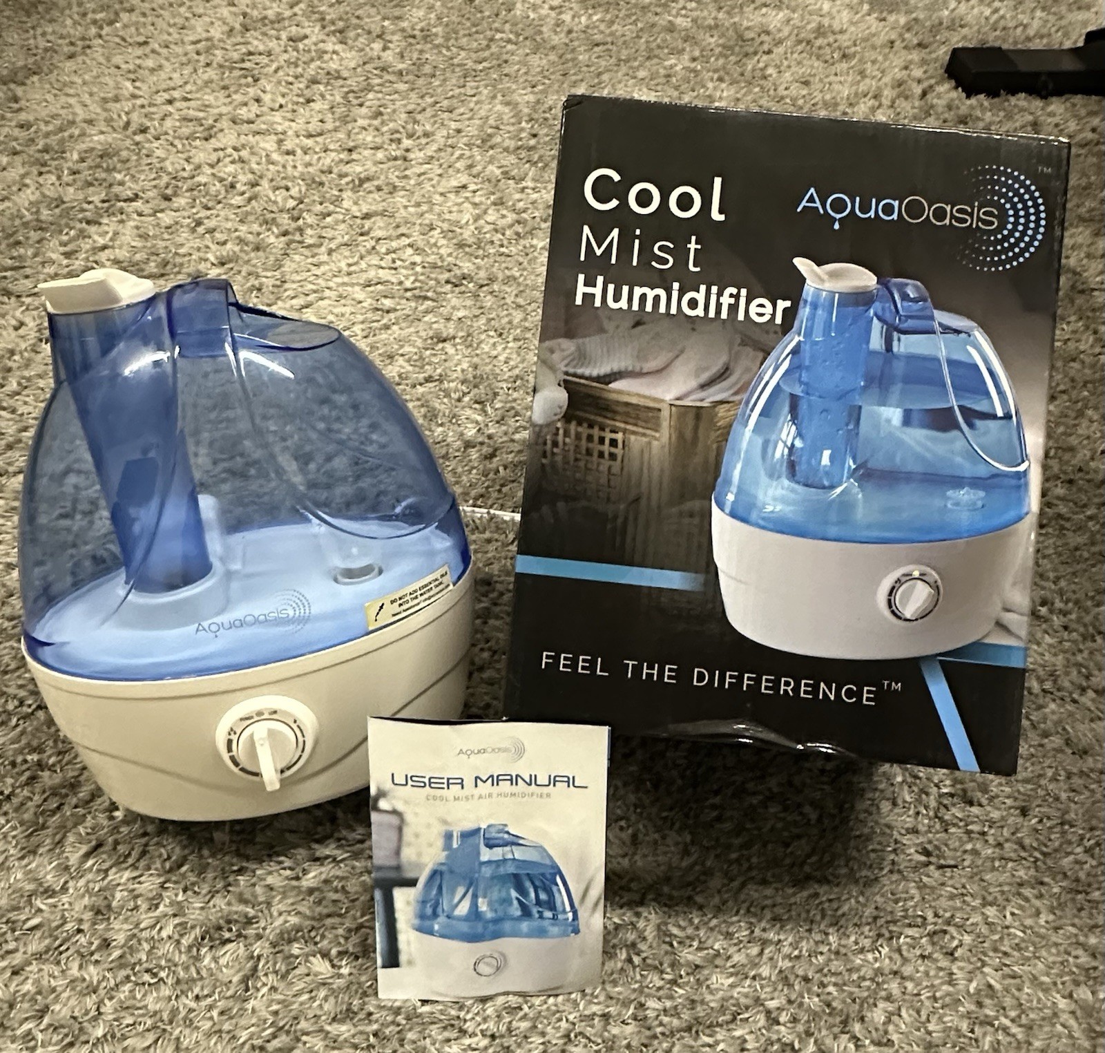 AquaOasis Cool Mist Humidifier 2.2L Large Capacity Tank 12-24 Hr