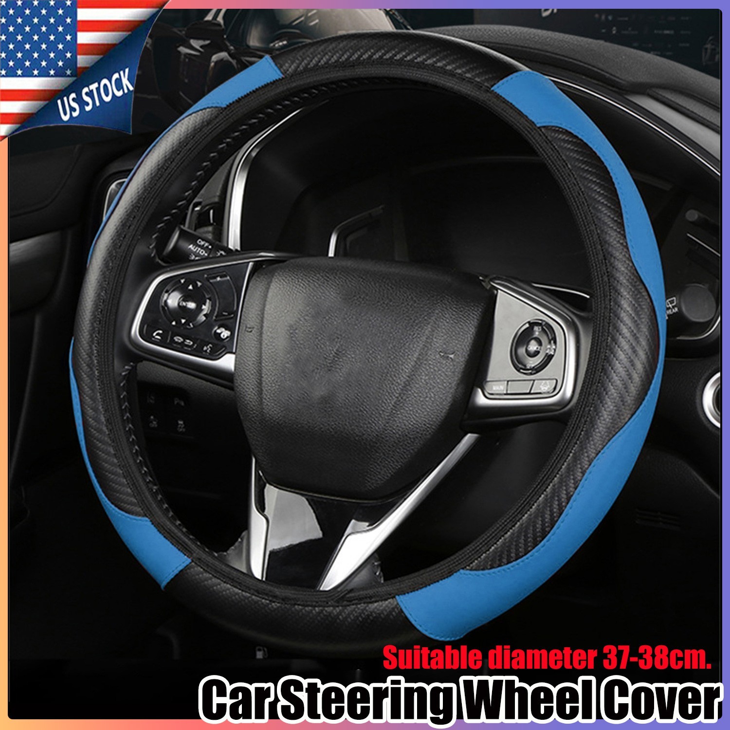 For Toyota Car Steering Wheel Cover Faux Leather Anti-slip Accessories Blue