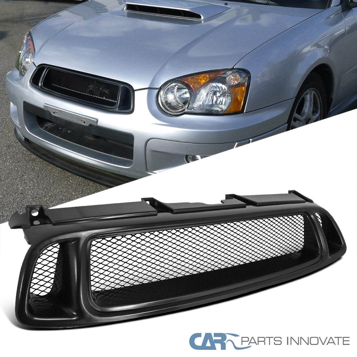 Fit 04-05 Subaru Impreza WRX STI Mesh Black Front Upper Hood Bumper Grille Grill
