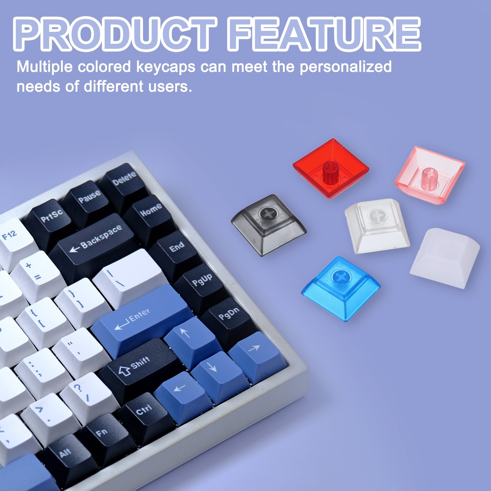 50 Pcs PBT Keycap Set DSA Mechanical Numeric Keypads, Translucent Black
