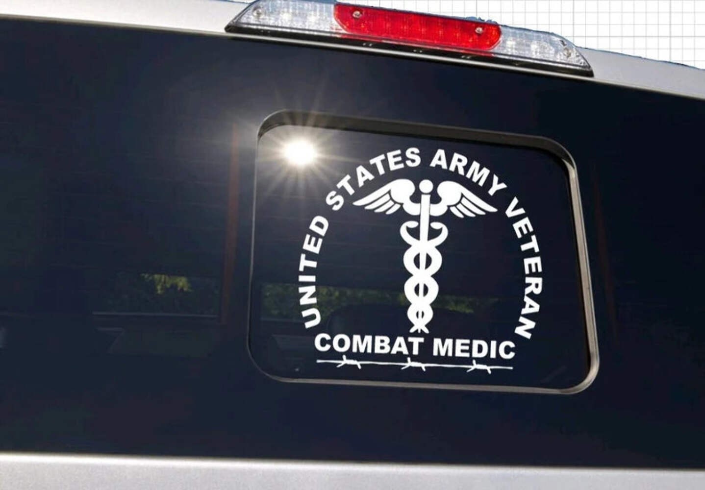 TRUCK DECAL USA United States Army Combat Medic Veteran - Truck Slide Window - C