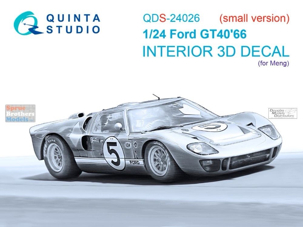 1/24 Quinta 3D Interior Decals #S24026 Ford GT40 1966 Small Set MENG