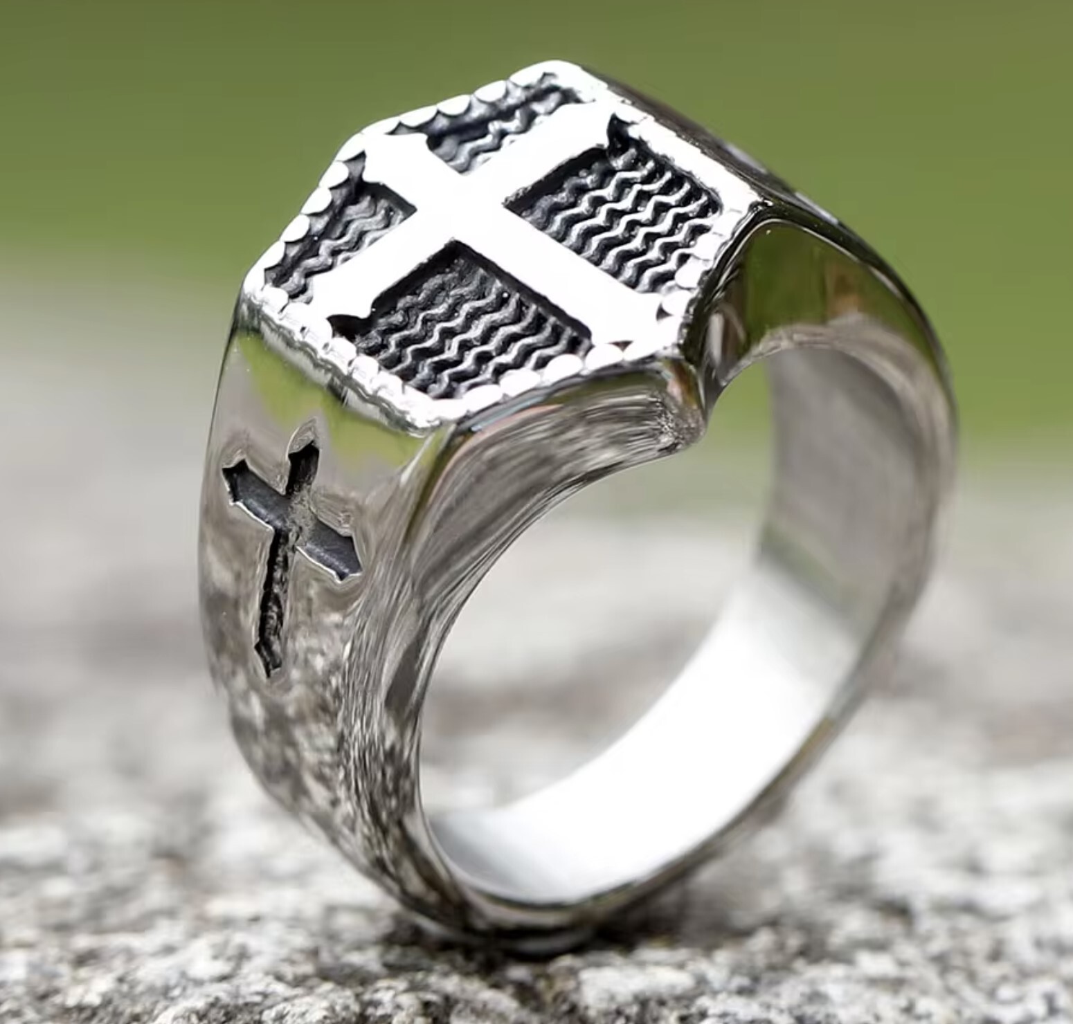316L STAINLESS STEEL CROSS  RING