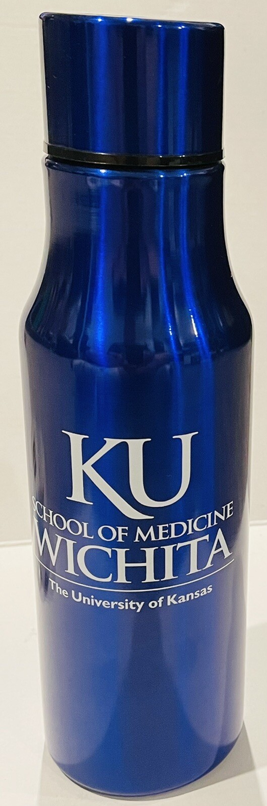 KU SCHOOL OF MEDICINE WICHITA KANSAS BLUE STAINLESS STEEL WATER BOTTLE 24 OZ [H]