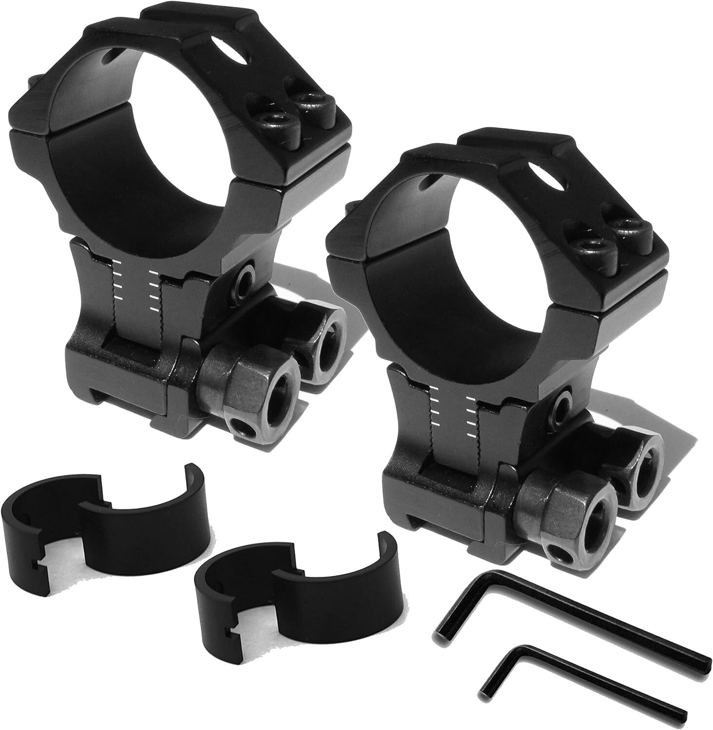 2Pcs 1"/30mm Ring Adjustable Center Height Scope Mount for 11mm Riser Base Mount