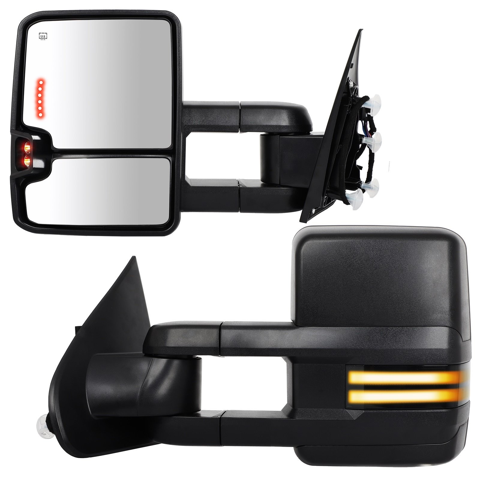 Pair Tow Mirrors Power Heated For Chevy Silverado Sierra 1500 2500HD Turn Signal