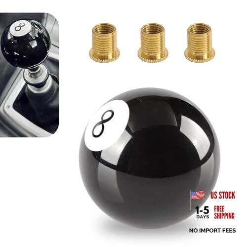 1 PC Shift Knob Manual Gear, 8 Ball Billiard Shift Knob with 3 Adapters,