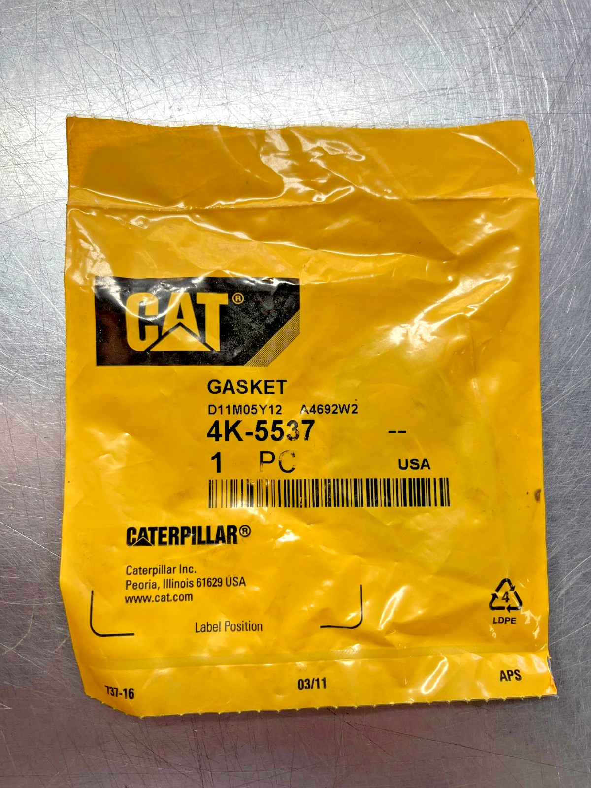 4K-5537  GENUINE OEM  CAT   GASKET   Caterpillar  4K5537