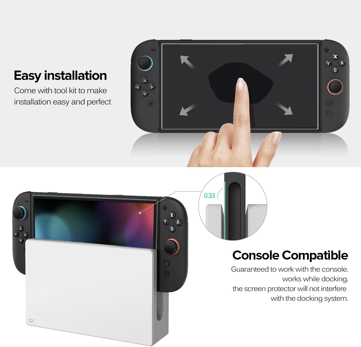 Touch Sensitive Screen Protector for Nintendo Switch 2 with Easy Install Frame