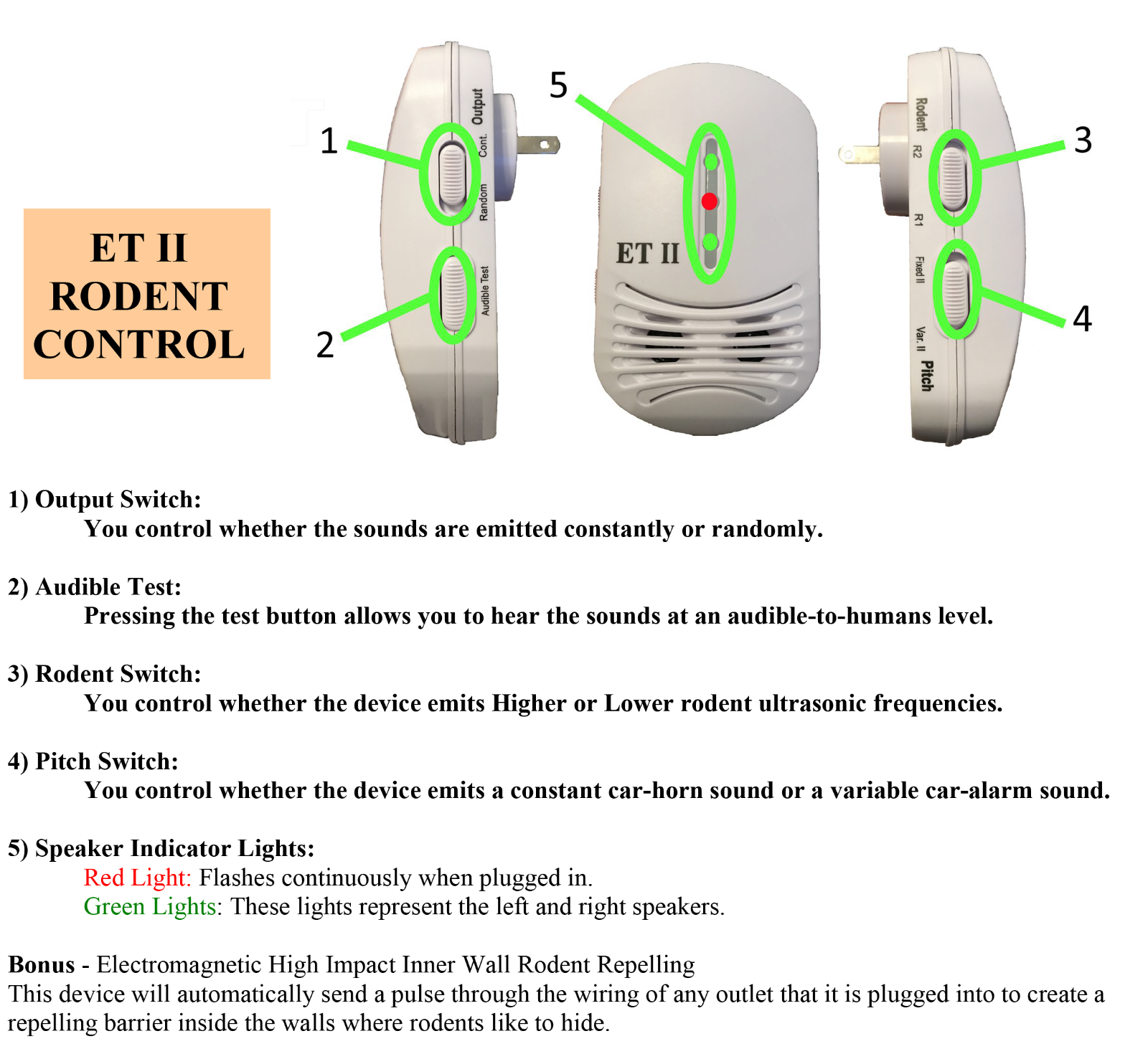 Mice Repeller | Electronic Rat Repeller | ET II Repels Rodents Fast!