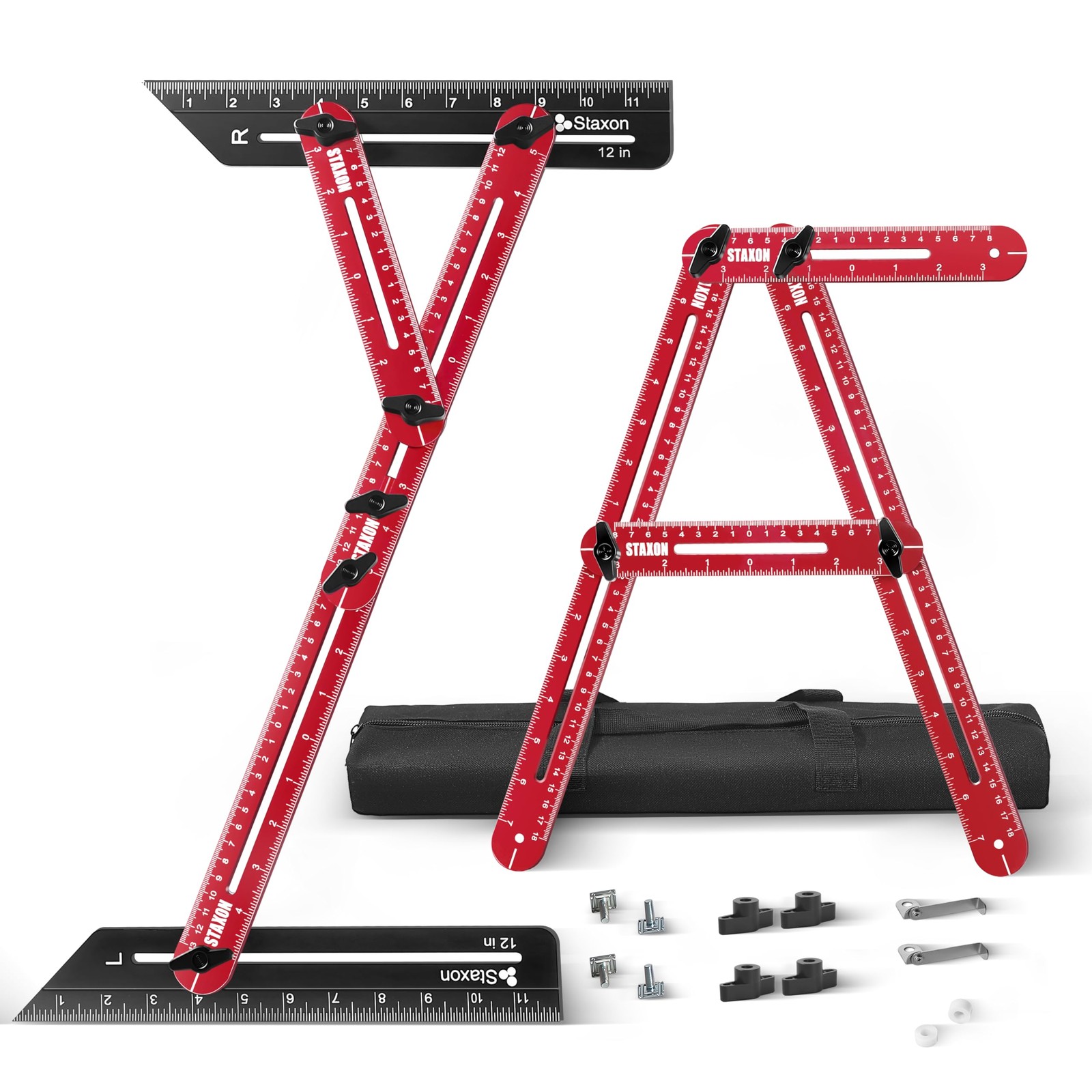 Stair Tread Template Tool – Gauge, Hidden Screw Slide Black+red