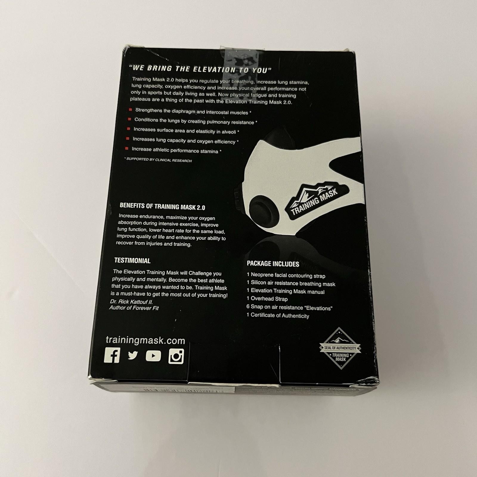 Elevation Training Mask 2.0 Simulates High Altitude Training Size Medium. White