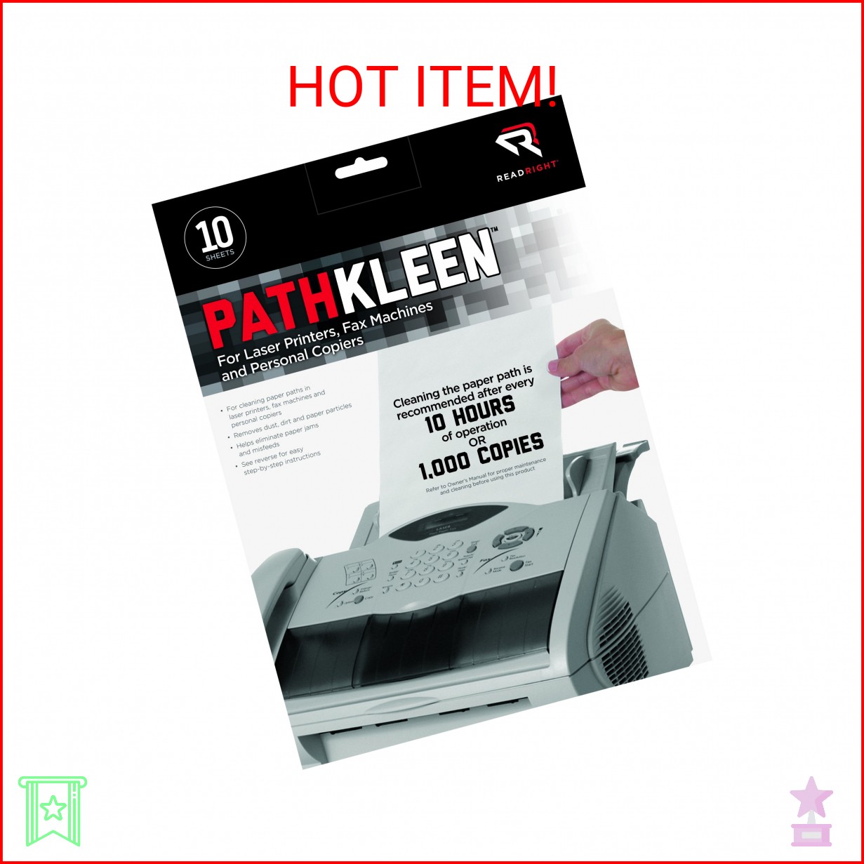 REARR1237 - Read Right PathKleen Printer Roller Cleaner Sheets