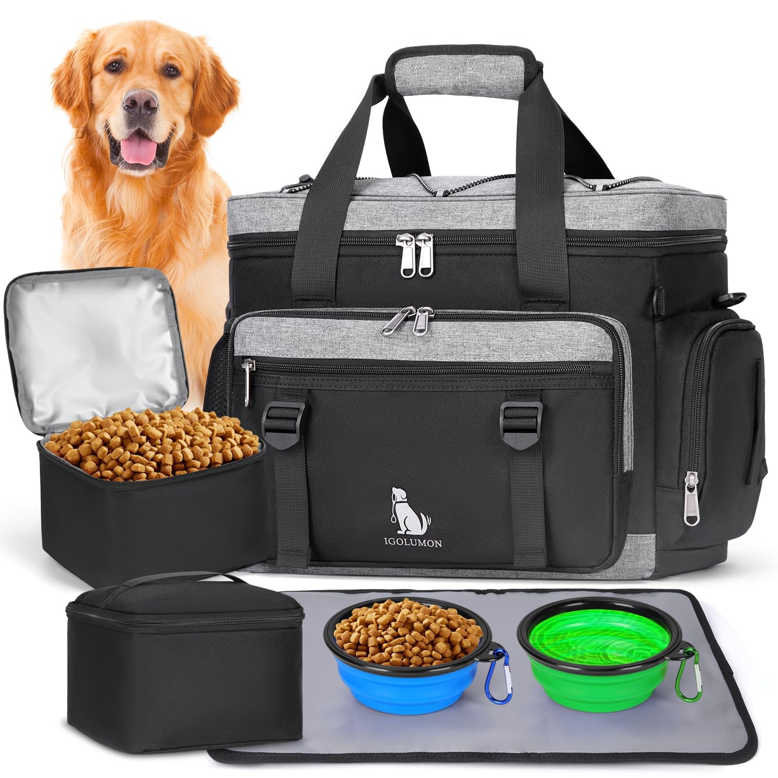 Dog Travel Bag Large Pet Travel Bags Set for Supplies Weekend Travel Kit Tote...