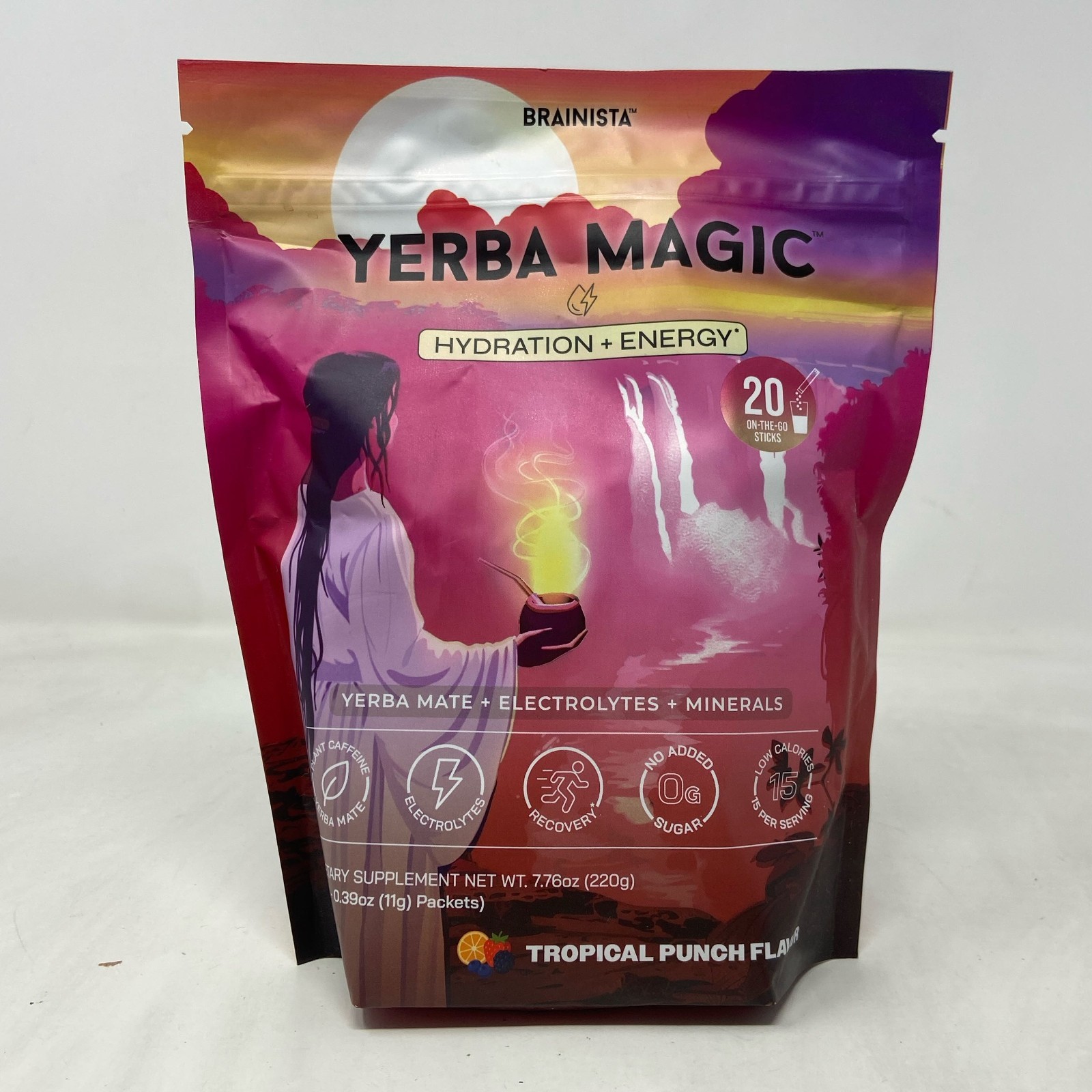 Brainista Yerba Magic Hydration + Energy Tropical Punch 20 Sticks