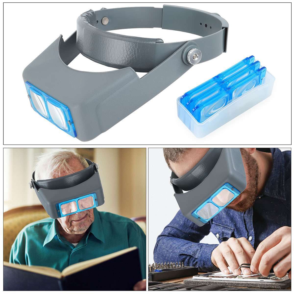 1.5X 2X 2.5X 3.5X 4 Lens Set Optivisor Headband Magnifier Head Magnifying Glass