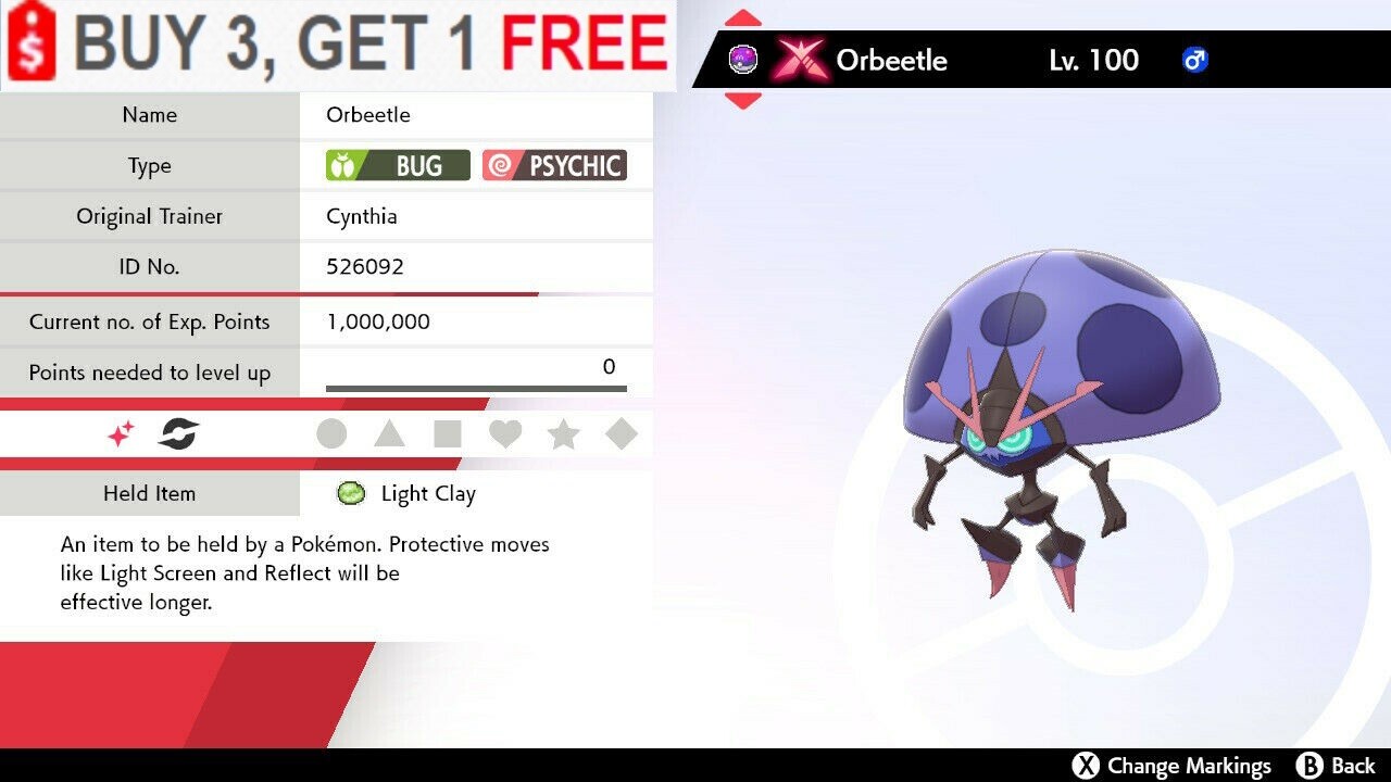✨ Shiny Gmax Orbeetle ✨ Pokemon Sword and Shield Perfect IV🚀Fast Delivery🚀
