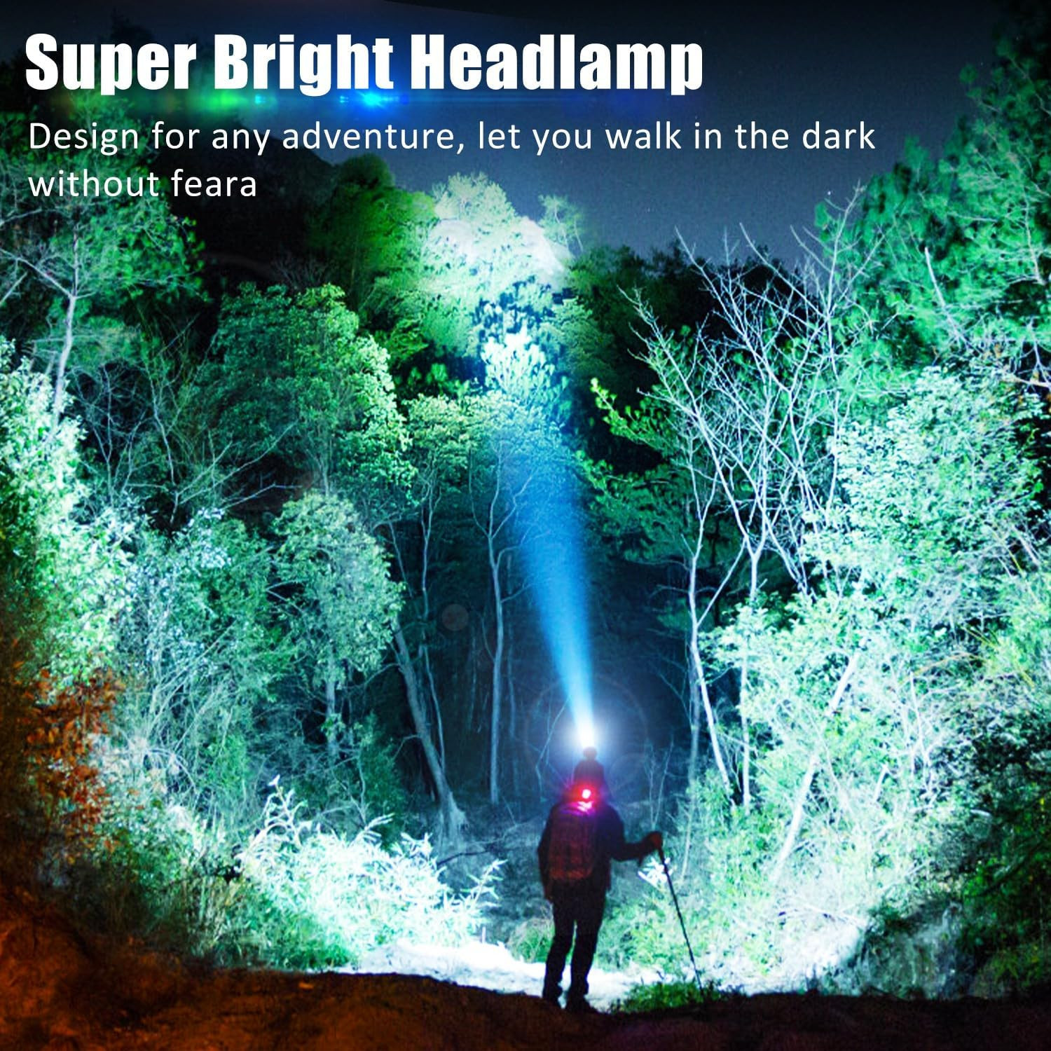 Rechargeable Headlamp,Bright LED Head Lamp with Motion Sensor, 7 Modes, Waterpro