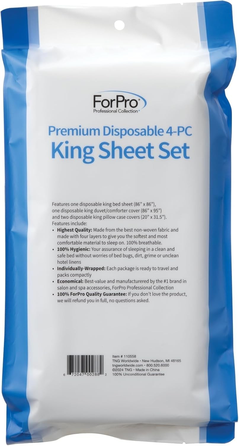 Premium Disposable Sheet Set 4-PC King Size Bedding Travel Includes Bed