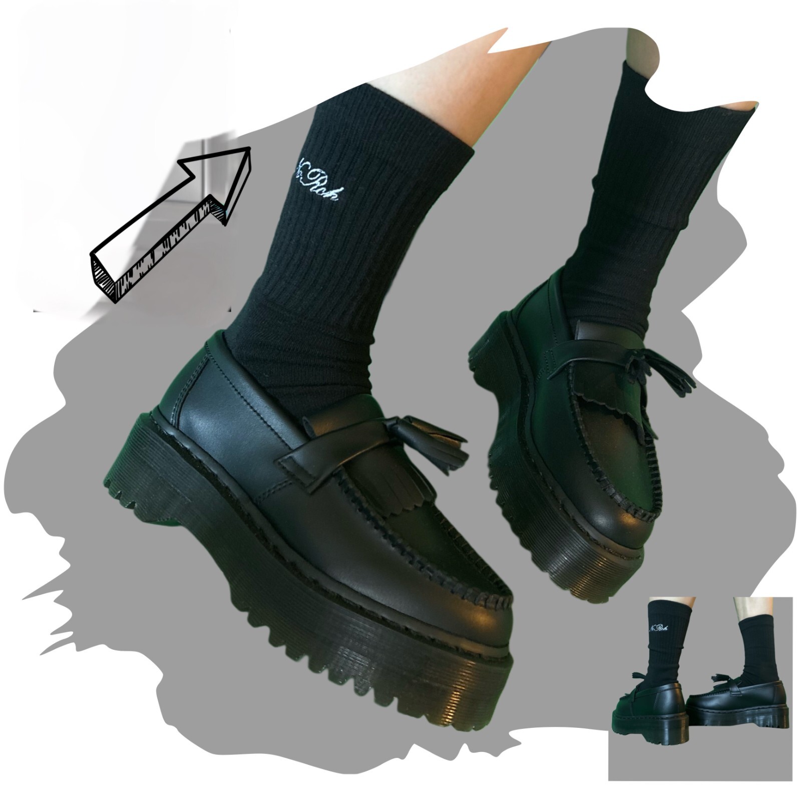 NoRch Classic Script Crew Socks Black