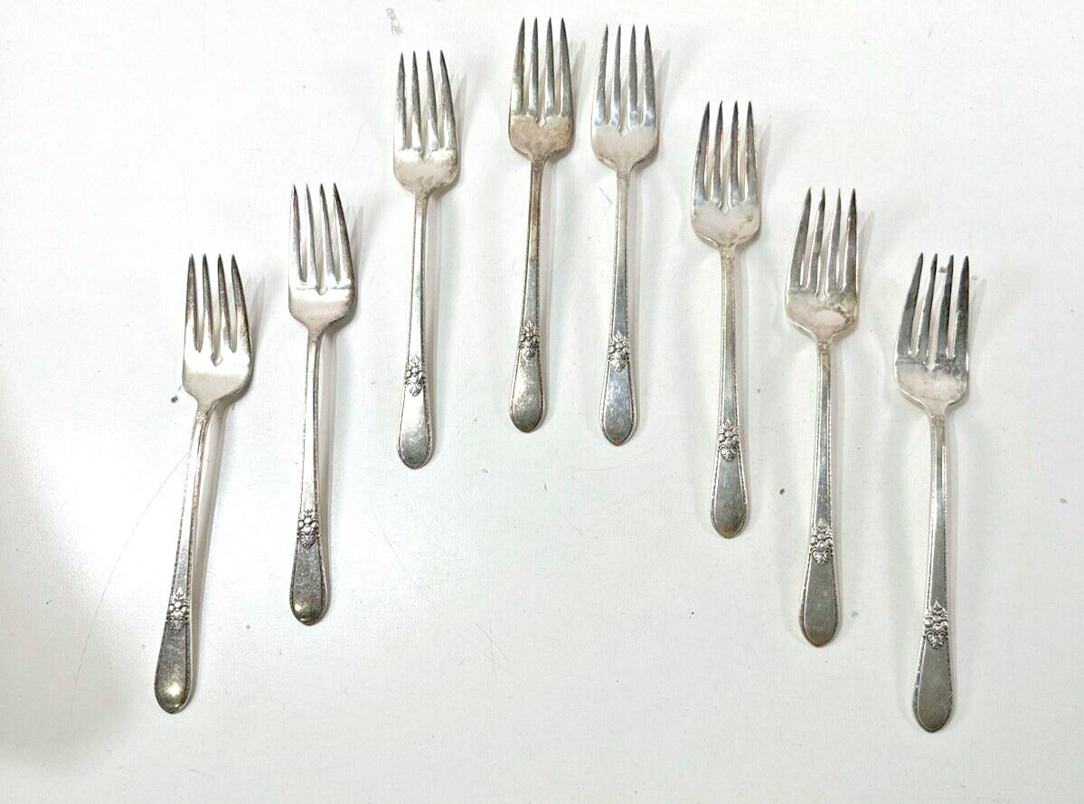 ESTATE VTG. IS ADORATION 8x SALAD FORKS 1847 Rogers Silverplate Flatware