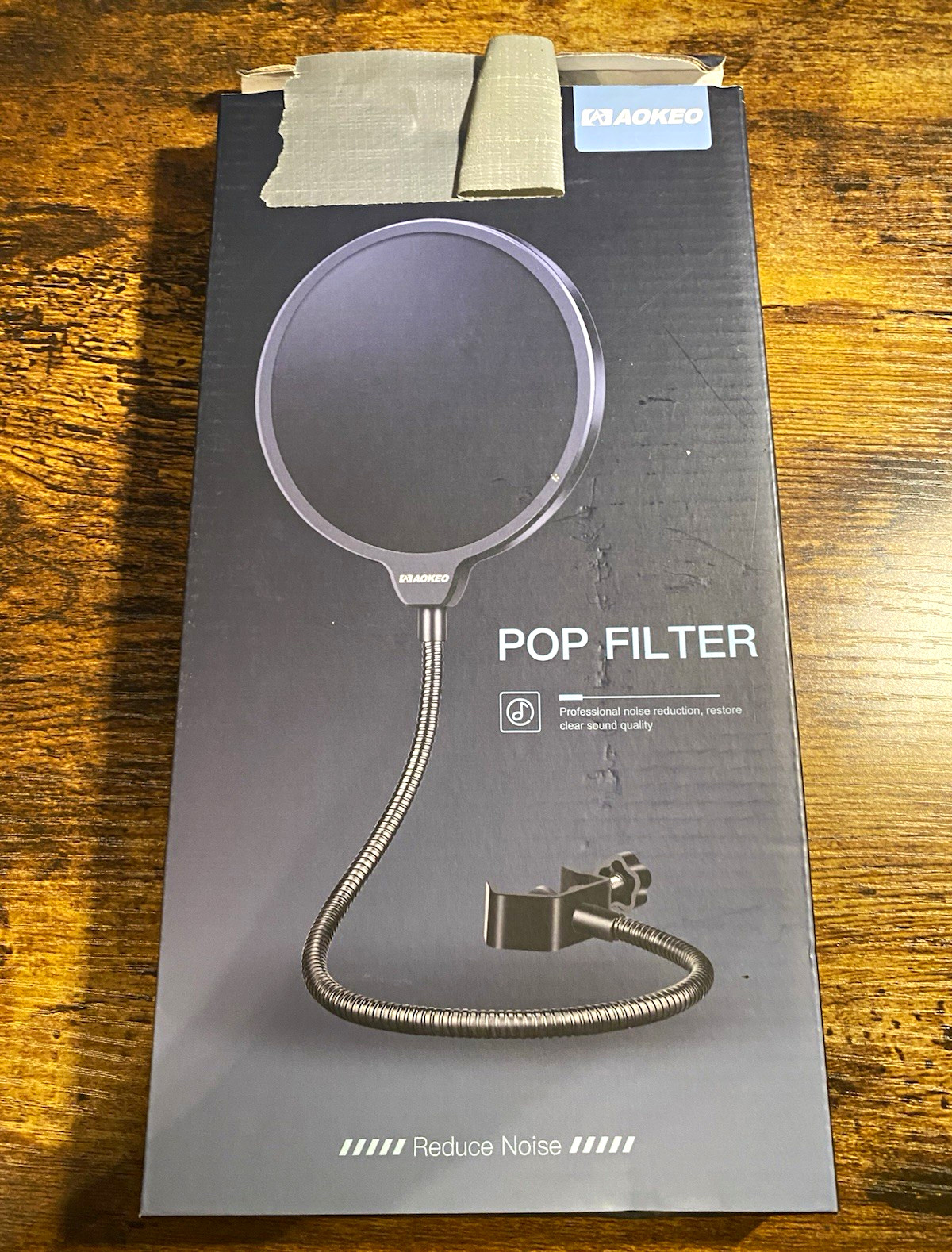 Aokeo Professional Microphone Pop Filter Flexible Gooseneck Clamp Mount Black