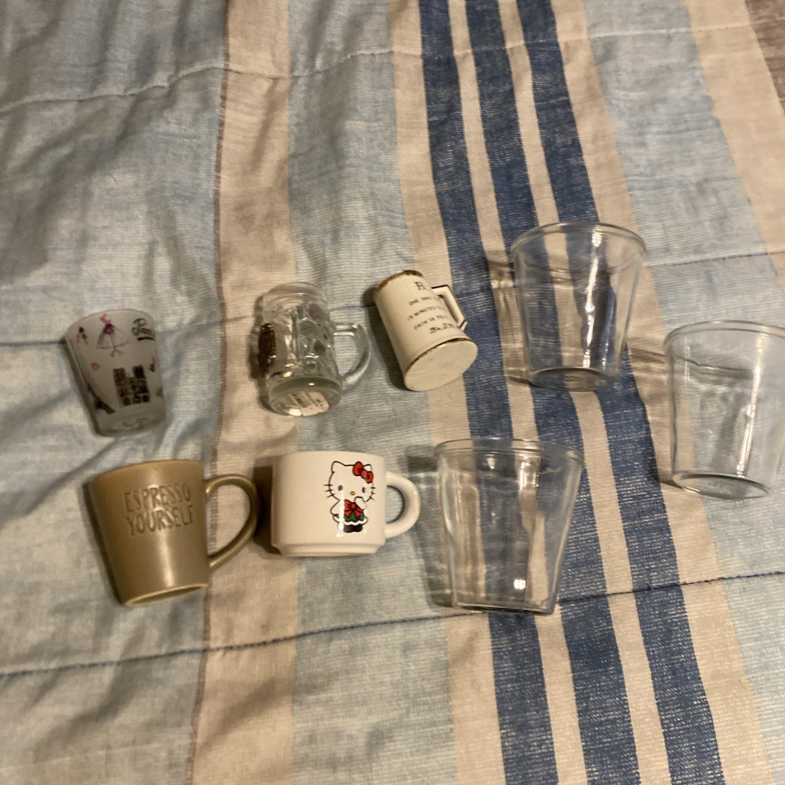 2Mini Mug Shot Paris and Oktoberfest 3 Clear glasses 3 Mini Coffee Mug Rx Has Ch
